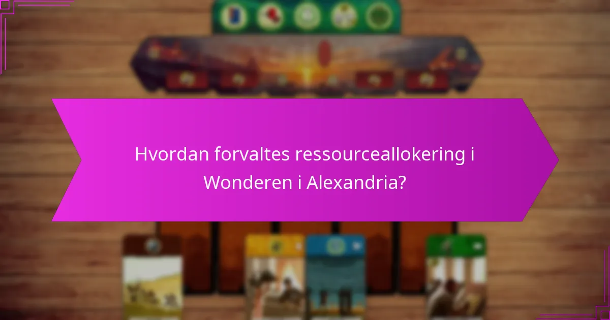 Hvordan forvaltes ressourceallokering i Wonderen i Alexandria?