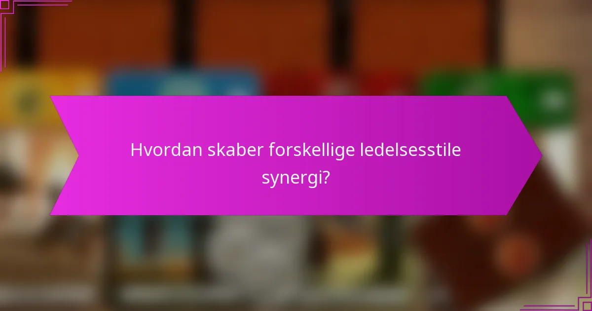 Hvordan skaber forskellige ledelsesstile synergi?